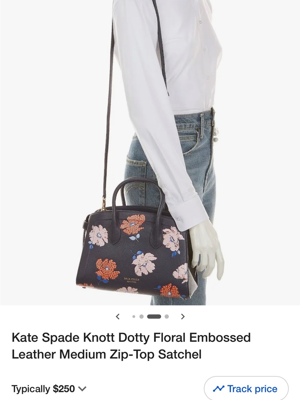 kate spade navy floral crossbody satchel - Picture 5 of 8